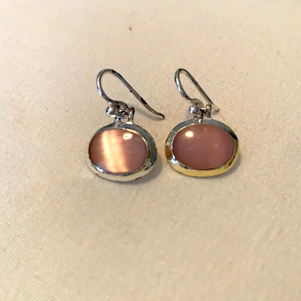 Pink and silver fashion earrings